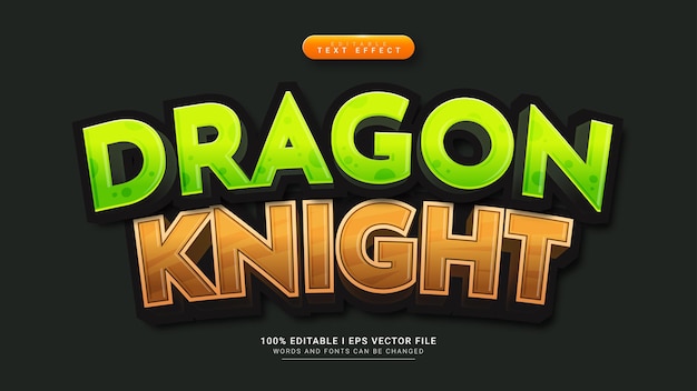 Dragon knight cartoon 3d text style effect