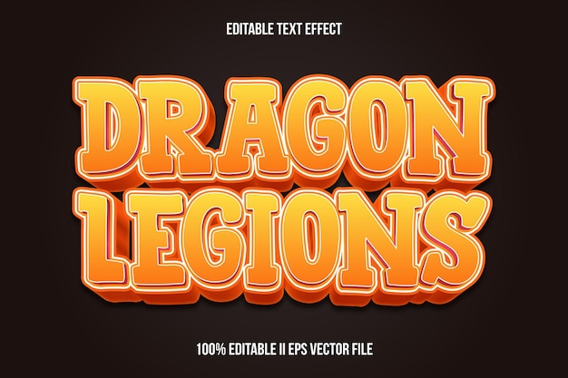 Dragon Legions Editable Text Effect 3d Emboss Gradient Style