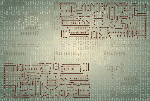 drawing modern electronic circuit and binary code