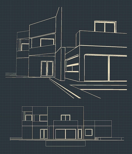 Drawing of a modern house