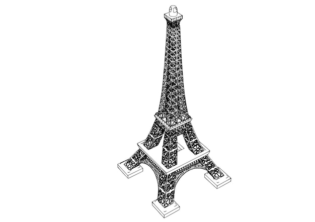Drawing sketch of the Eiffel Tower on a white background vector