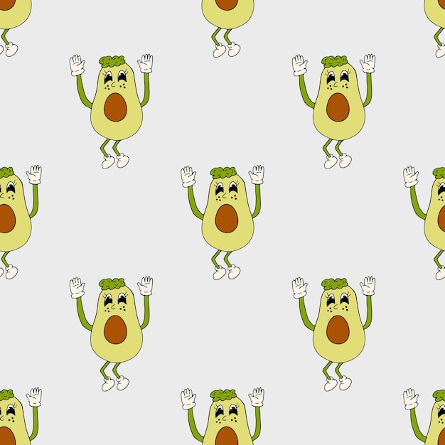 drawn fashion cartoon design of the 70s Cartoon fruits
