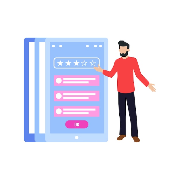 Dreng kigger på feedback på app