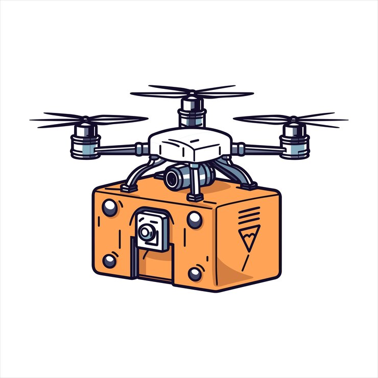 Vektör drone icon logo template of flying drone with action camera vector illustration