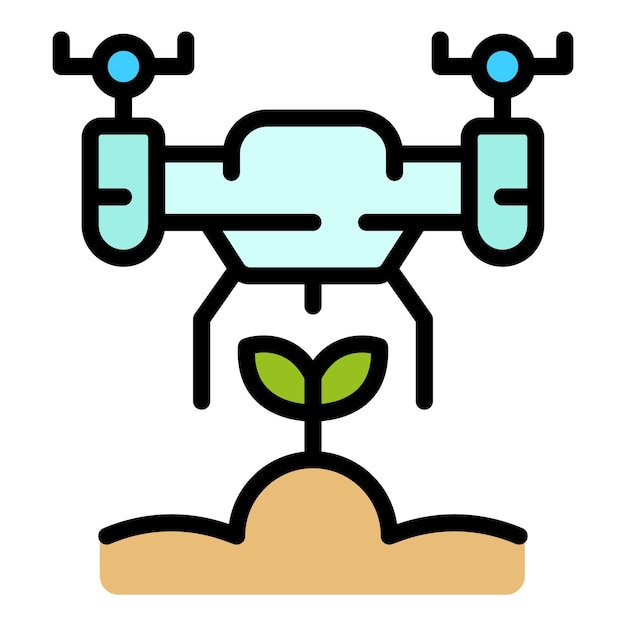 Drone sprayer icon Outline Drone sprayer vector icon for web design isolated on white background color flat
