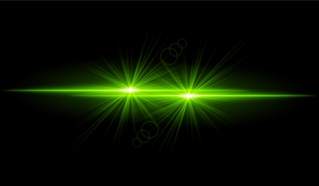 Dual green starburst Bright intersecting beams glowing particles radiant light effects warm illumination abstract lighting design futuristic energy decorative visuals