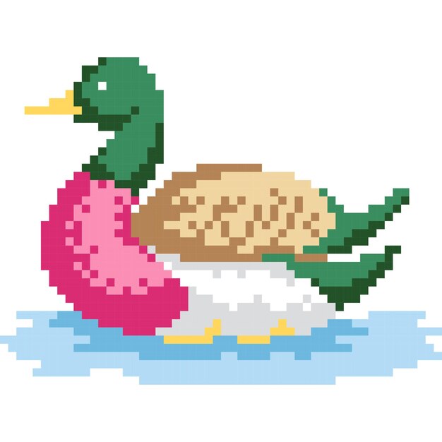 Duck cartoon icon in pixel style