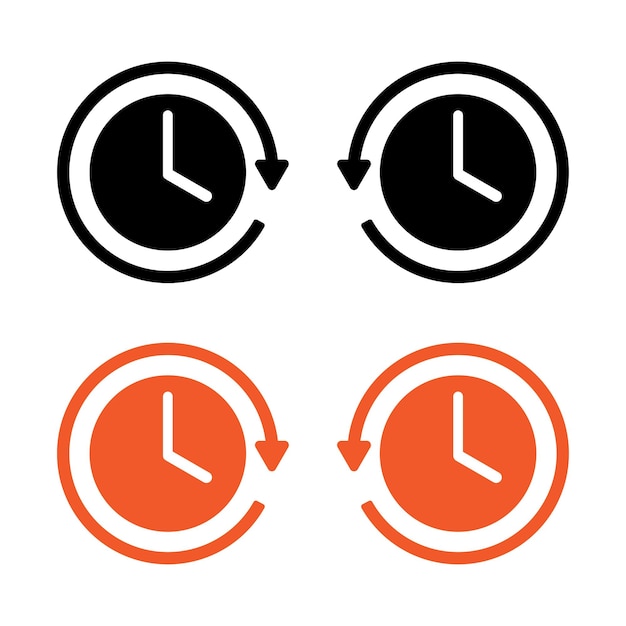 Duration icon 24 hours repeat clockwise counterclockwise icon set