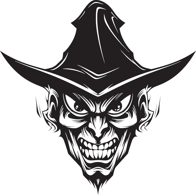 Dusks Dominion Sinister Witch Vector Symbol in Black Nightshade Noir Haunting Female Witch Logo