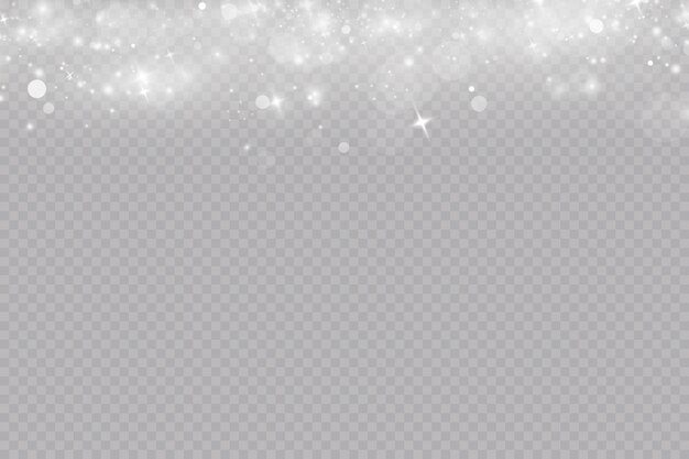 Dust sparks and stars shine with a special light. Christmas light effect. Glittering particles
