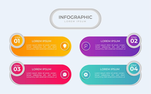 Düz design infografik adımları koleksiyonu