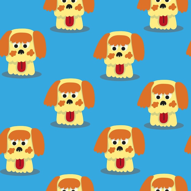 Düz stil köpek burunları deseni ile kusursuz desen, stilize edilmiş bir köpek kafası ile