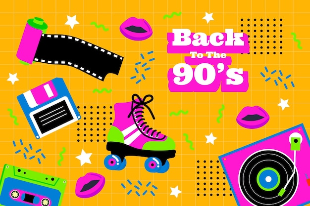 Düz tasarım nostaljik 90'lar arka planı