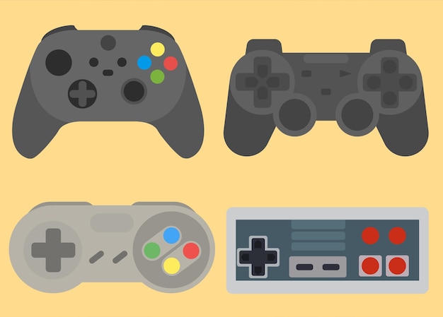 düz tasarım stiline sahip retro konsol oyunu. gamepad vektör çizimi