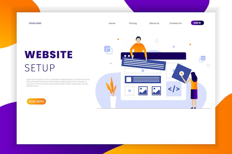 Vektör düz tasarım web sitesi geliştirme açılış sayfası şablonu