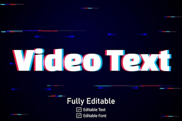 Düzenlenebilir cyberpunk arıza metin efekti için video oyunu metni için fütüristik arıza metin efekti