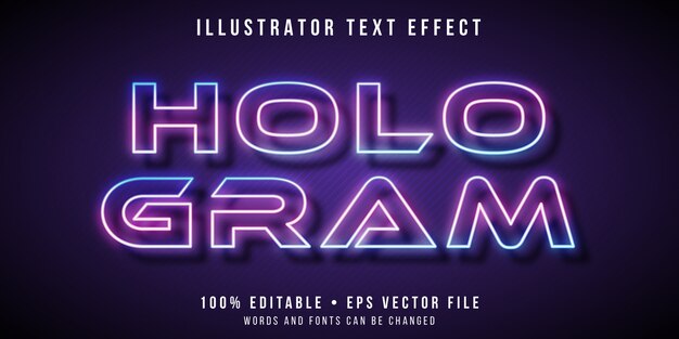 Düzenlenebilir metin efekti - hologram stili