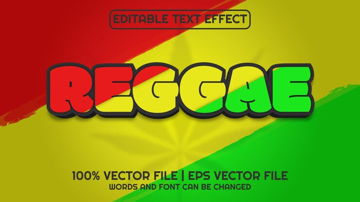 Düzenlenebilir metin efekti modern 3d reggae ve minimal yazı tipi stili