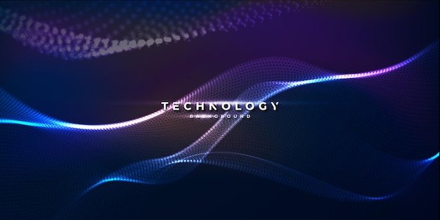 Dynamic abstract liquid flow particles background Shining abstract particle flow background