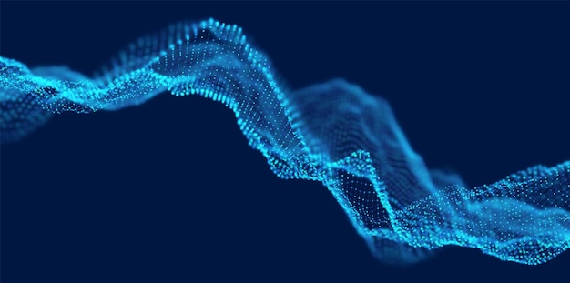 dynamic blue dot landscape abstract digital wave background technology vector illustration