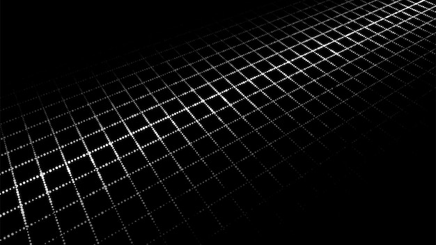 Dynamic flow of digital particles Perspective grid of interlaced dots Network connection structure Big data visualization Vector illustration