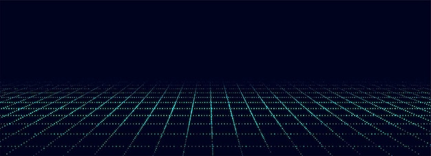 Dynamic flow of digital particles Perspective grid of interlaced dots Network connection structure Big data visualization Vector illustration