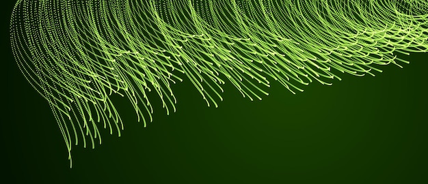 Dynamic magic particles wave flowing over dark, transparent tulle textile on wind. Dotted curves vector abstract background. Beautiful 3d wave shaped array of blended points.