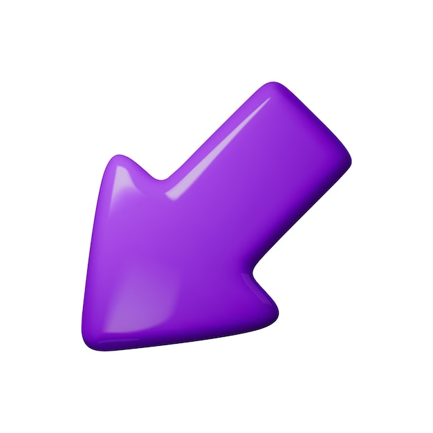 dynamic purple 3d arrow vector illustration perfect for modern web design digital presentations and creative projects trendy glossy effect downward direction for engagement