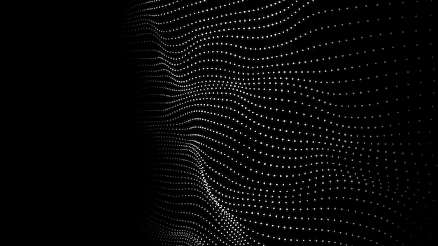 dynamic wave on an abstract dark background futuristic dot picture vector illustration