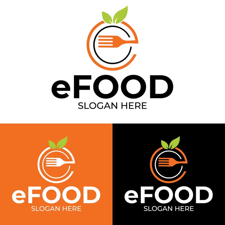 Vektör e harfi yemek logo tasarım şablonu