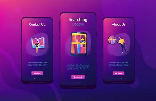 E-library app interface template.