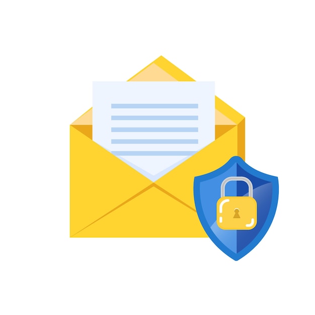 e-mail security encryption concept, e-mail protection.  envelope and lock icon.