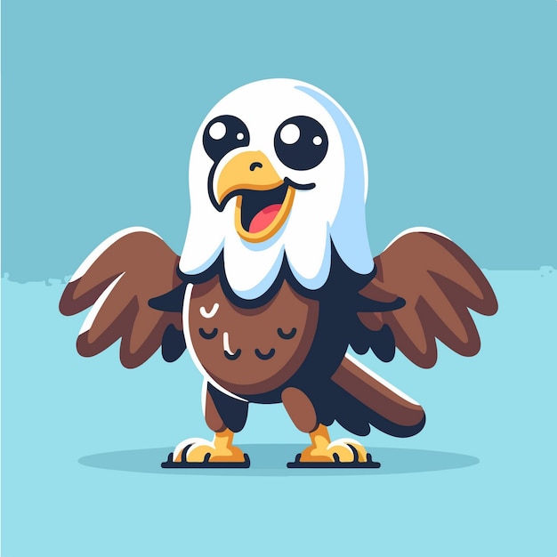 Eagle is standing happy cartoon vector icon illustration animal nature icon concept isolated