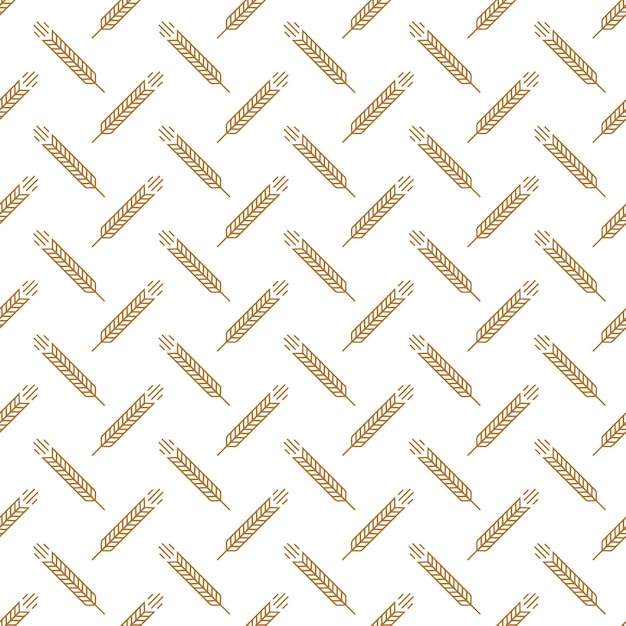 Ear seamless pattern brown color on white background for decoration organic market, bakery shop, natural product store, nature firm, ecology company, garden, farming, forest. Vector Illustration