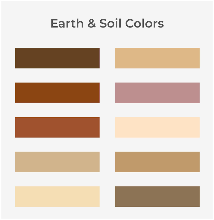 Vektör earth and soil color palette with rich natural tones for eco design