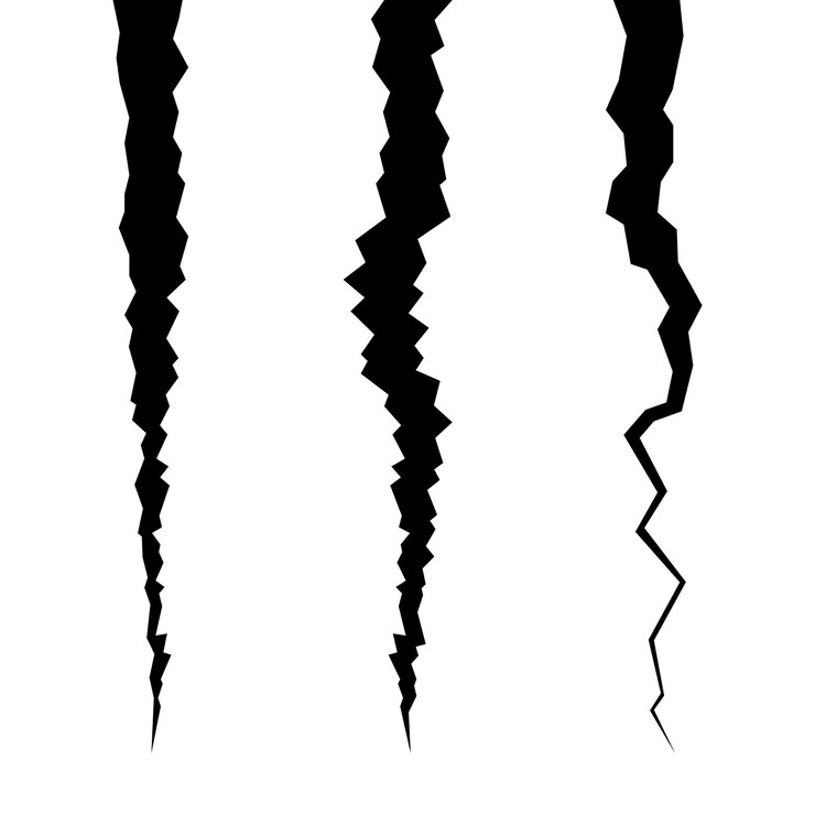 Vektor earth crack isolated on backgroun random crack on different surfaces vector illustration