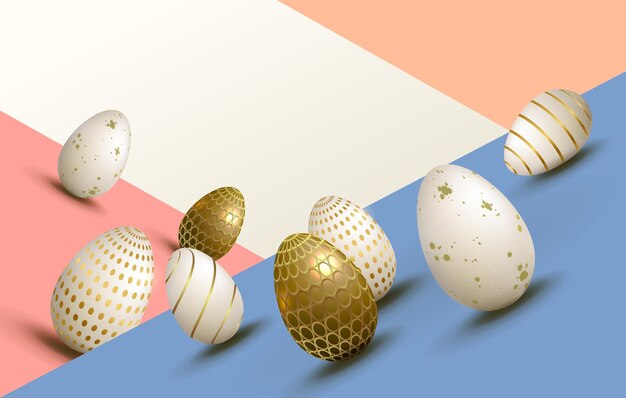 Easter multicolored composition with a set of eggs drawn in the slope,