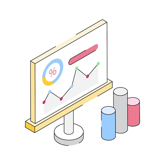 Easy to edit isometric icon showing market rate