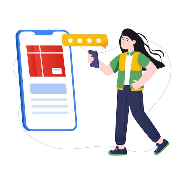 Easy to use flat illustration of product review