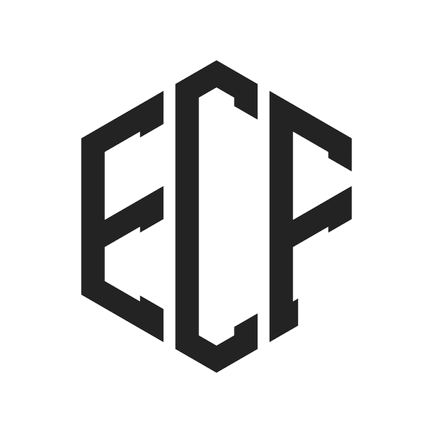 ECF Logo Design Initial Letter ECF Monogram Logo using Hexagon shape