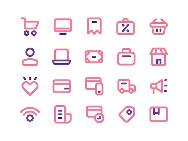 ECommerce and Online Shopping Icon Pack in Outline TwoTone Style Perfect for Websites Landing Pages Mobile Apps and Presentations Suitable for User Interface or User Experience UI UX