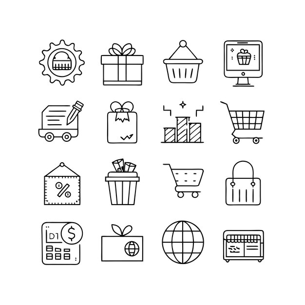 Ecommerce and Shopping Icon Set Vector Illustration