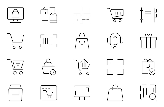 Ecommerce and Shopping line editable icon set Contains icons as mobile shop shopping cart