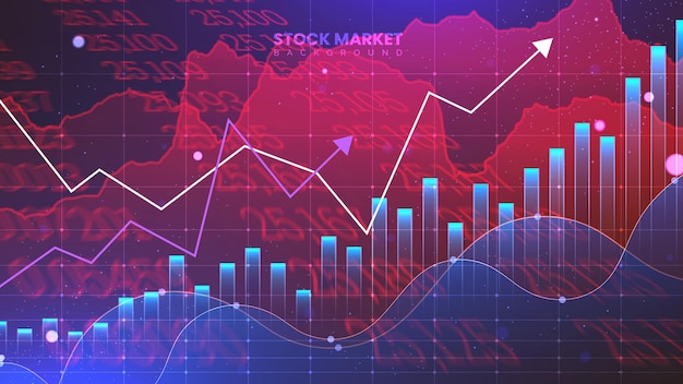 Economic information growth background Futuristic financial trading chart