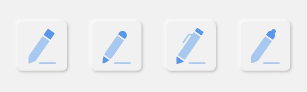 Edit icons set Edit pen symbol in flat Edit pencil in flat Write symbol Blue pen icons