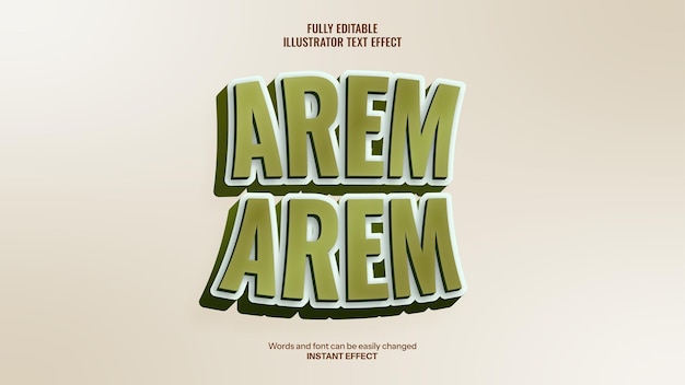 Editable 3D AREMAREM Text Effect with Natural Green and Bold Typography