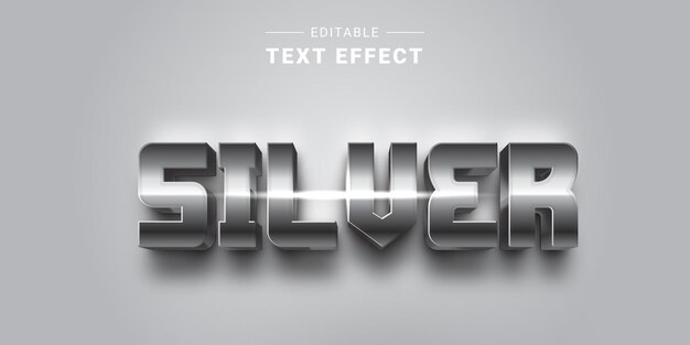 Editable 3D Silver Chrome Metallic Text Effect