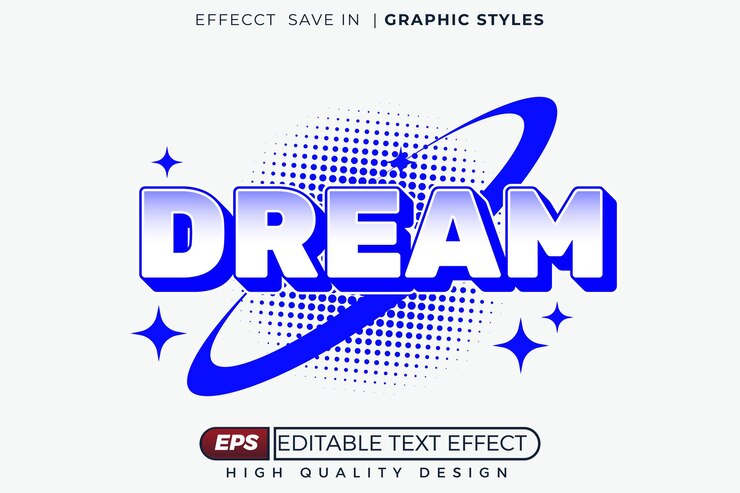 Vektör editable 3d text effect dream