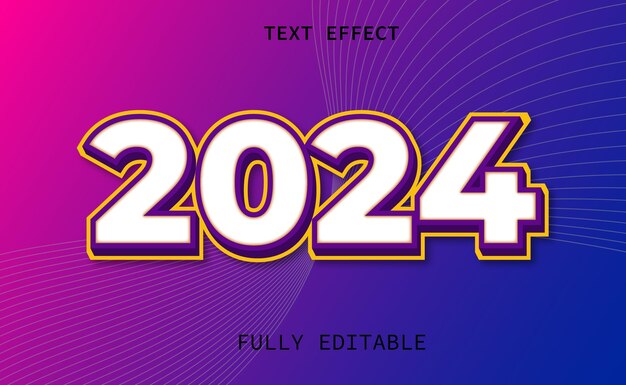 Editable 3d text effect font style 2024