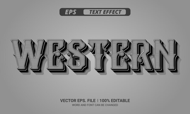 Editable 3d vintage western vector text effect